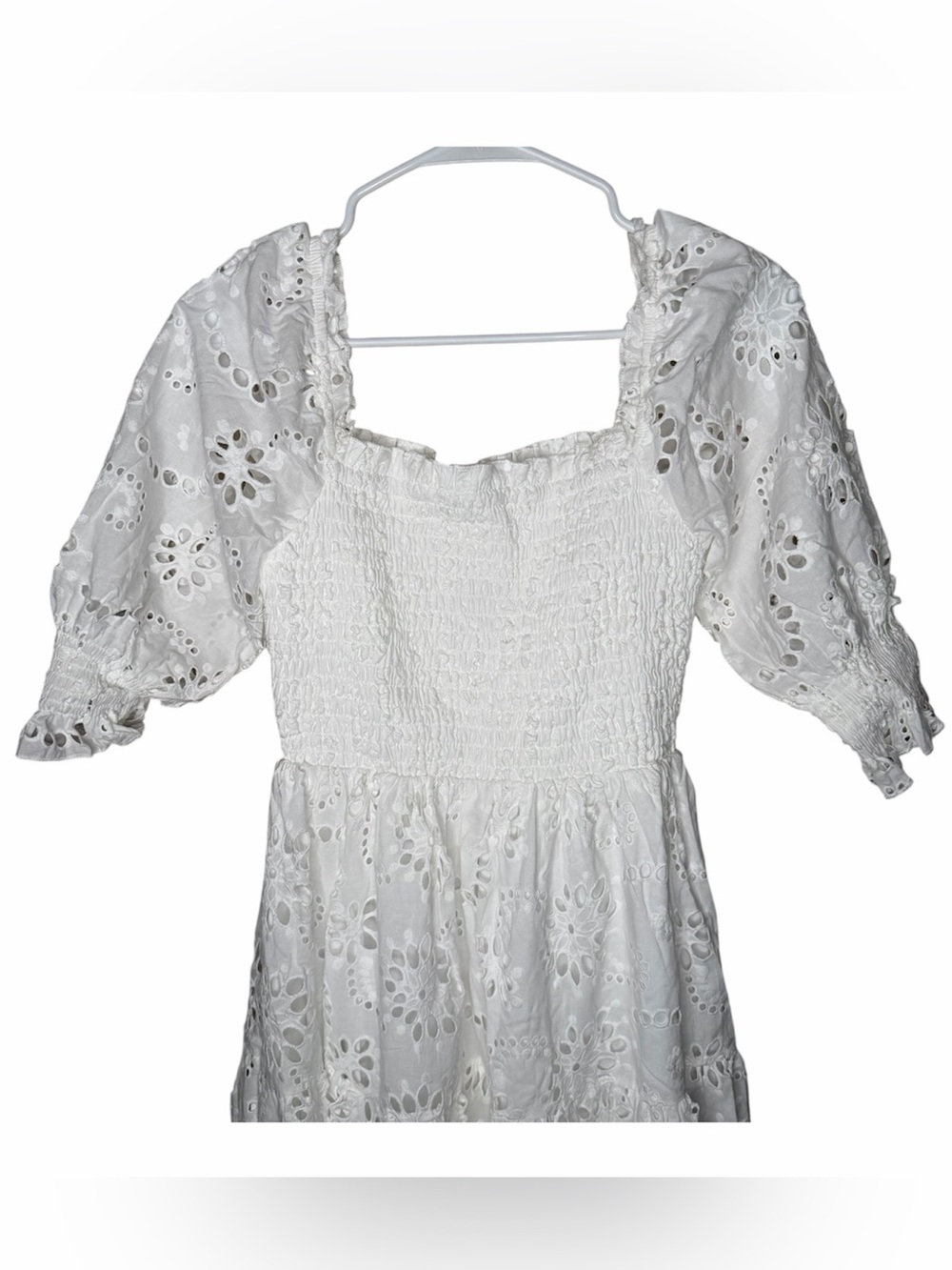 NWT Baltic Born Ella Eyelet Midi Dress Size Small in White Smocked Floral - Picture 4 of 10